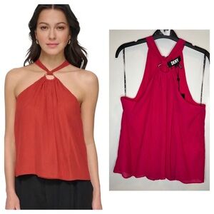 DKNY halterneck georgette blouse NWT